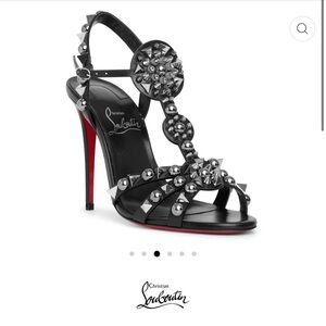 Christian Louboutin Goldora 100 Black Studded Leather Sz 39(US 8.5/9) New